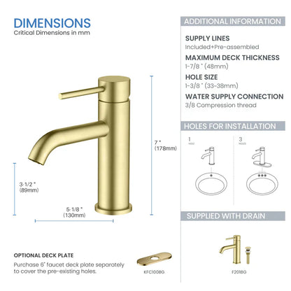 Single-Handle Bathroom Sink Faucet w/ Pop-Up Drain – Value Collection (F201)