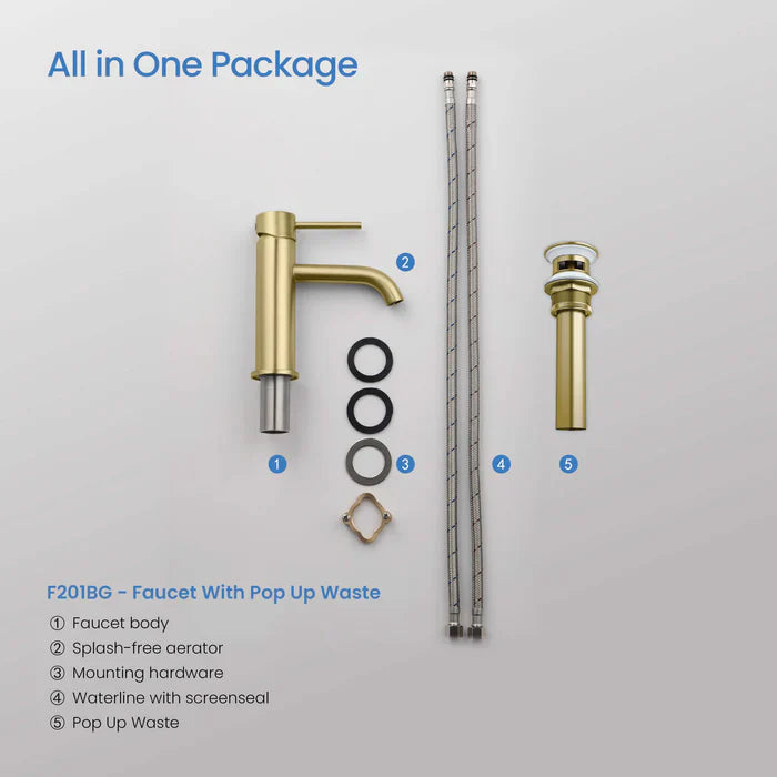 Single-Handle Bathroom Sink Faucet w/ Pop-Up Drain – Value Collection (F201)