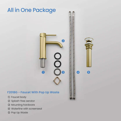 Single-Handle Bathroom Sink Faucet w/ Pop-Up Drain – Value Collection (F201)