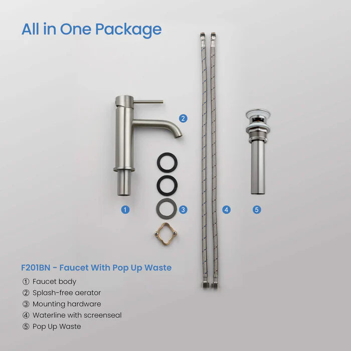 Single-Handle Bathroom Sink Faucet w/ Pop-Up Drain – Value Collection (F201)