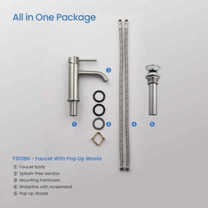 Single-Handle Bathroom Sink Faucet w/ Pop-Up Drain – Value Collection (F201)