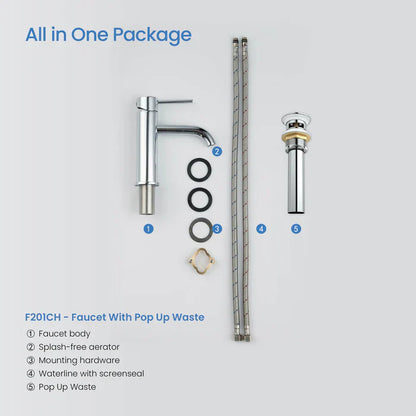 Single-Handle Bathroom Sink Faucet w/ Pop-Up Drain – Value Collection (F201)