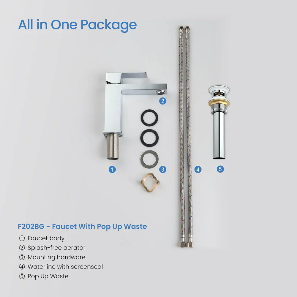 Value Collection - Single Handle Bathroom Vanity Sink Faucet with Pop Up Drain - F202