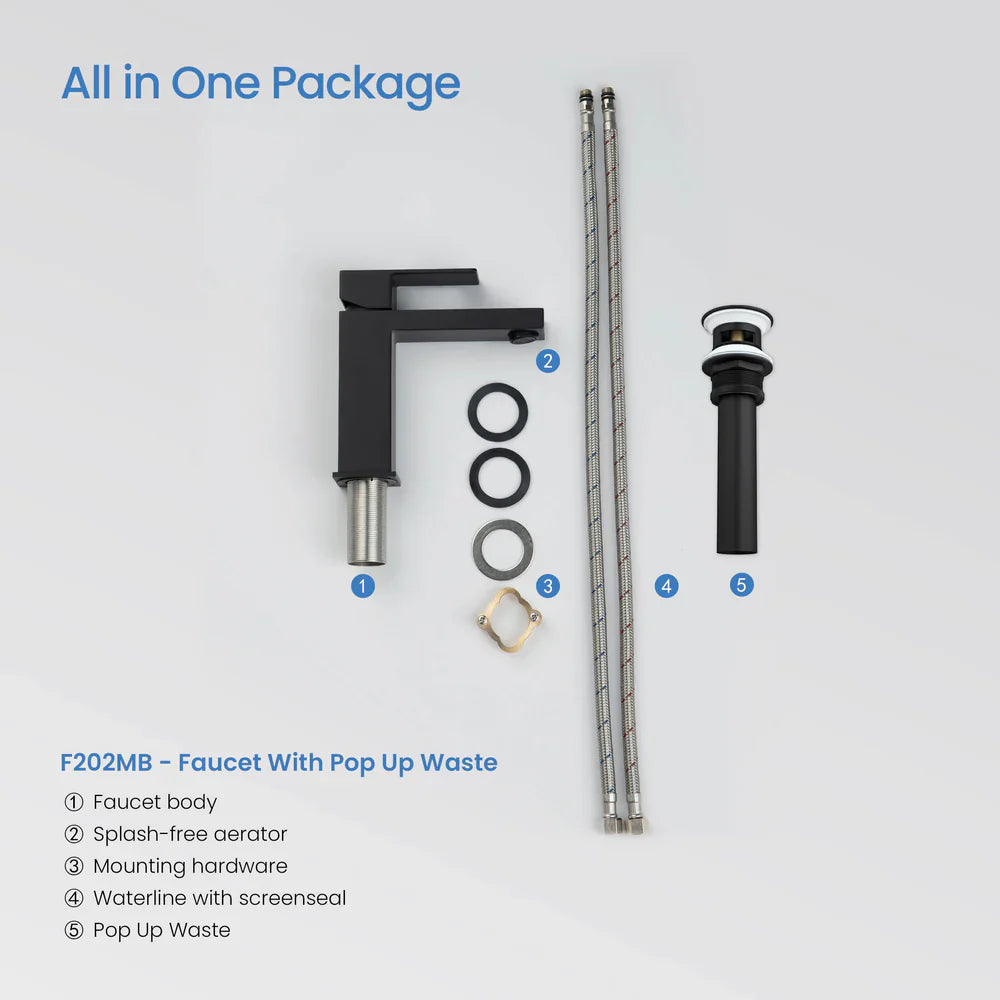 Value Collection - Single Handle Bathroom Vanity Sink Faucet with Pop Up Drain - F202