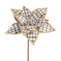 *SB* 15" Black and White Checkered Poinsettia Stem