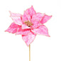 21" Hot Pink Velvet Poinsettia Stem