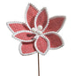 16.5" Red and White Gingham Poinsettia Pick