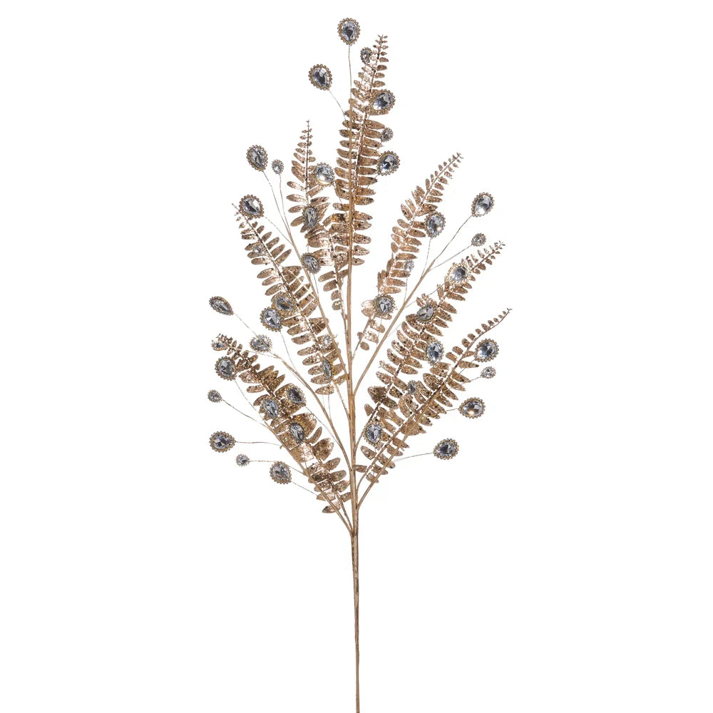 32" Gold Jeweled Fern Spray