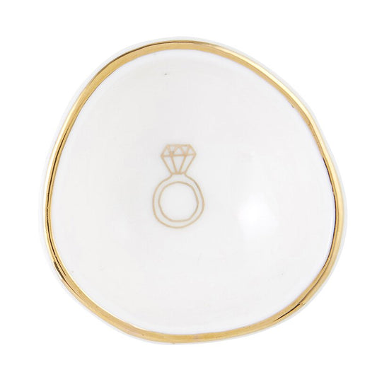 Diamond Ring Ceramic Bowl Dish Tray | Ring Dish for Nightstand or