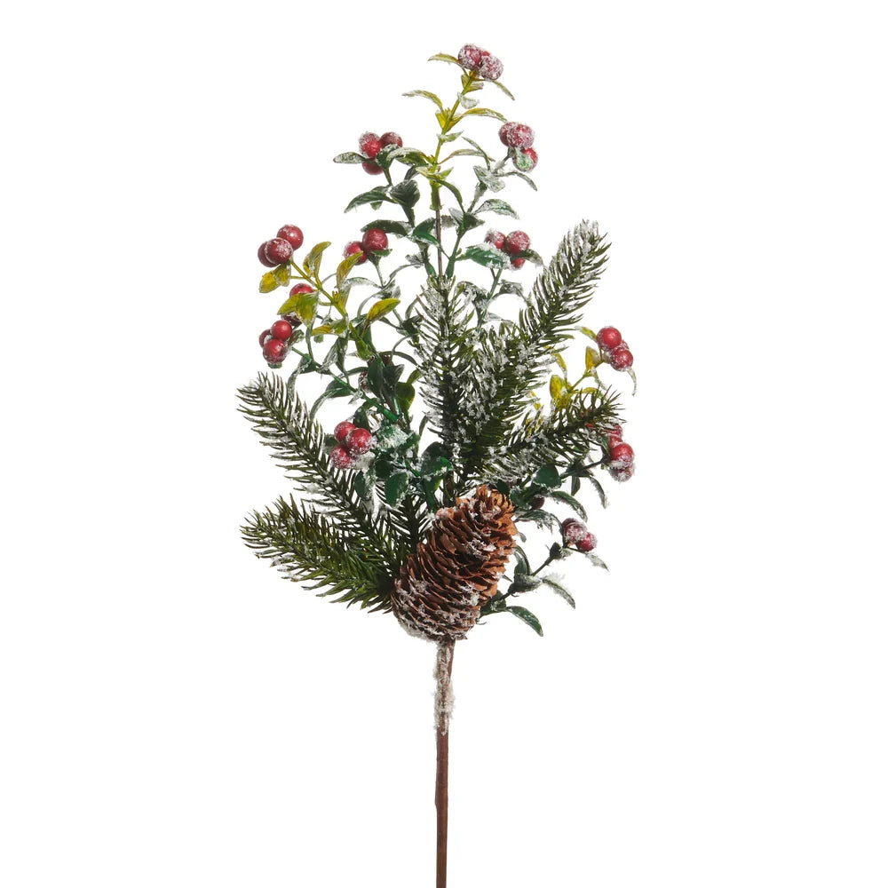 18" Snowy Pine and Cedar Spray