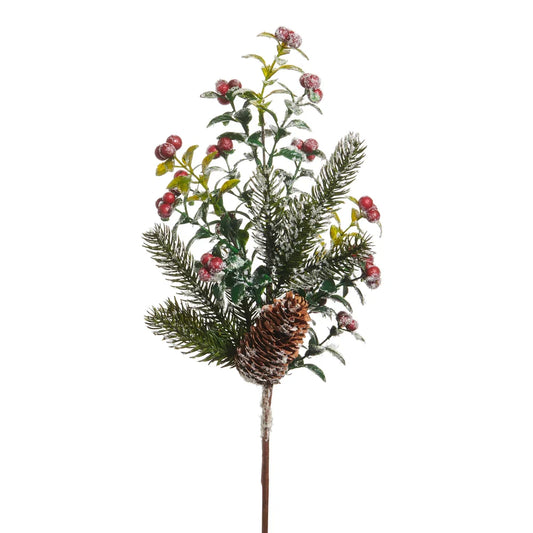 18" Snowy Pine and Cedar Spray