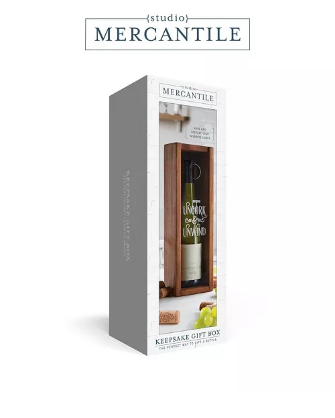 STUDIO MERCANTILE WINE KEEPSAKE BOX - ELEGANT GIFT & CORK DISPLAY