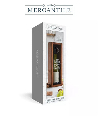 STUDIO MERCANTILE WINE KEEPSAKE BOX - ELEGANT GIFT & CORK DISPLAY