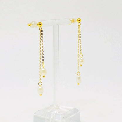 Freshwater Pearls On Dangle Earrings