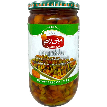 Gourmet Mediterranean Olive Salad with Alahlam Green Olives - Premium Quality by ALBASHA Store