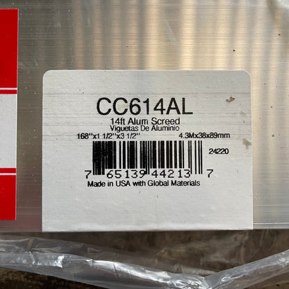 KRAFT TOOL CO. Striker Screed 168”x3-1/2”x1-1/2” ALUMINUM CC612AL