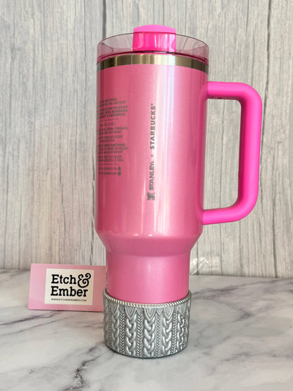 Silver Metallic MACRAME Tumbler Boot -fits 20-40oz