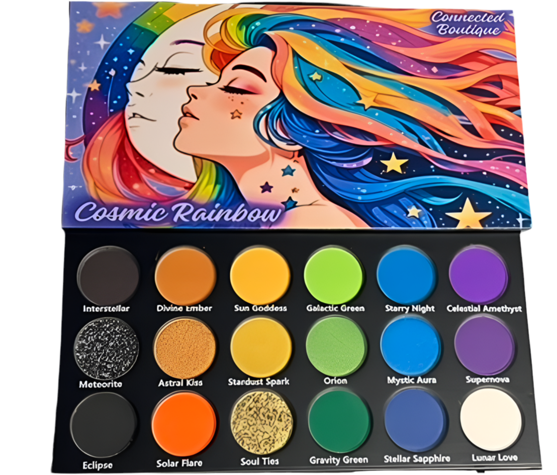 Cosmic Rainbow 18‑Shade Eyeshadow Palette – Celestial Hues & Glitter