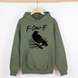 F Caw F, Raven, Crow, Funny, Trending, Vulgar, Crude, Halloween, Goth, Witch, Spooky, Graphic Hoodie, Hooded Sweatshirt