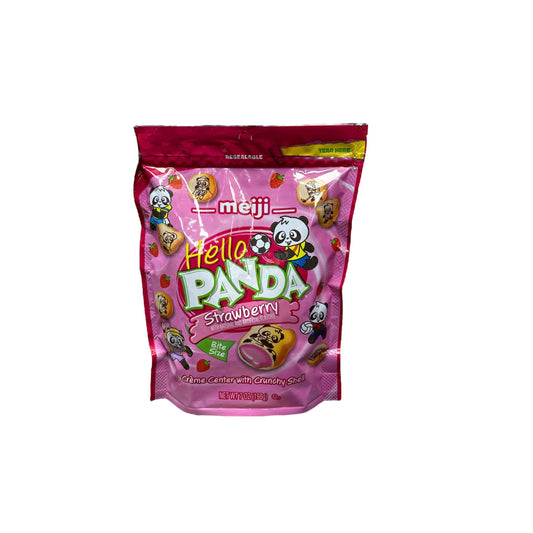 Meiji Hello Panda Strawberry Cream-Filled Cookies, Crunchy Bites with Sweet Strawberry Flavor