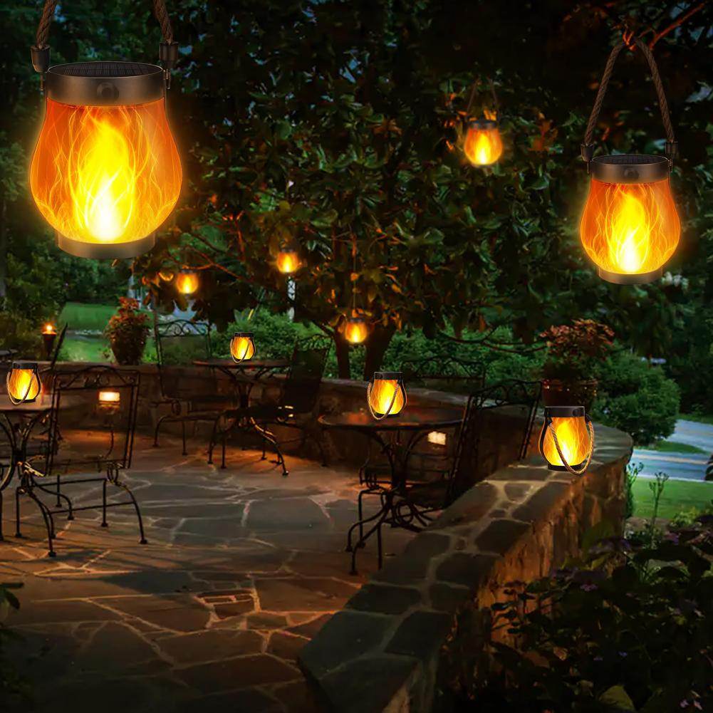 Waterproof Solar Lantern Lights for Outdoor Decor – Flickering Flame Hanging Lights with 2 Modes for Patio, Yard & Garden
