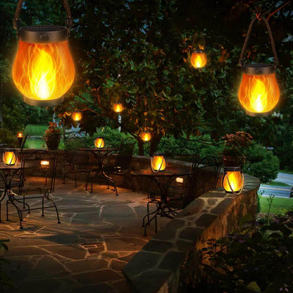 Waterproof Solar Lantern Lights for Outdoor Decor – Flickering Flame Hanging Lights with 2 Modes for Patio, Yard & Garden
