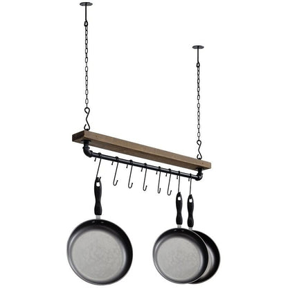FarmHome Rustic Industrial 8 S-Hooks Ceiling Mounted Hanging Pot Rack | Kitchen [Metal] | Kitchen + Metal