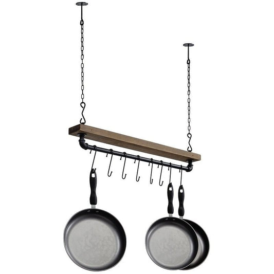 FarmHome Rustic Industrial 8 S-Hooks Ceiling Mounted Hanging Pot Rack | Kitchen [Metal] | Kitchen + Metal