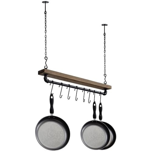 FarmHome Rustic Industrial 8 S-Hooks Ceiling Mounted Hanging Pot Rack | Kitchen [Metal] | Kitchen + Metal