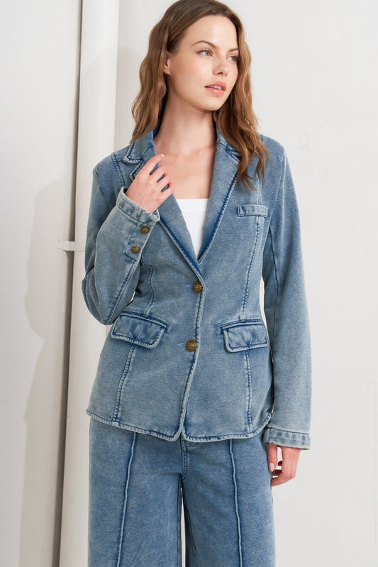 TAILORED FRAME FRENCH TERRY BLAZER