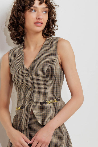 CHECK ATTITUDE WOVEN WOOLEN VEST