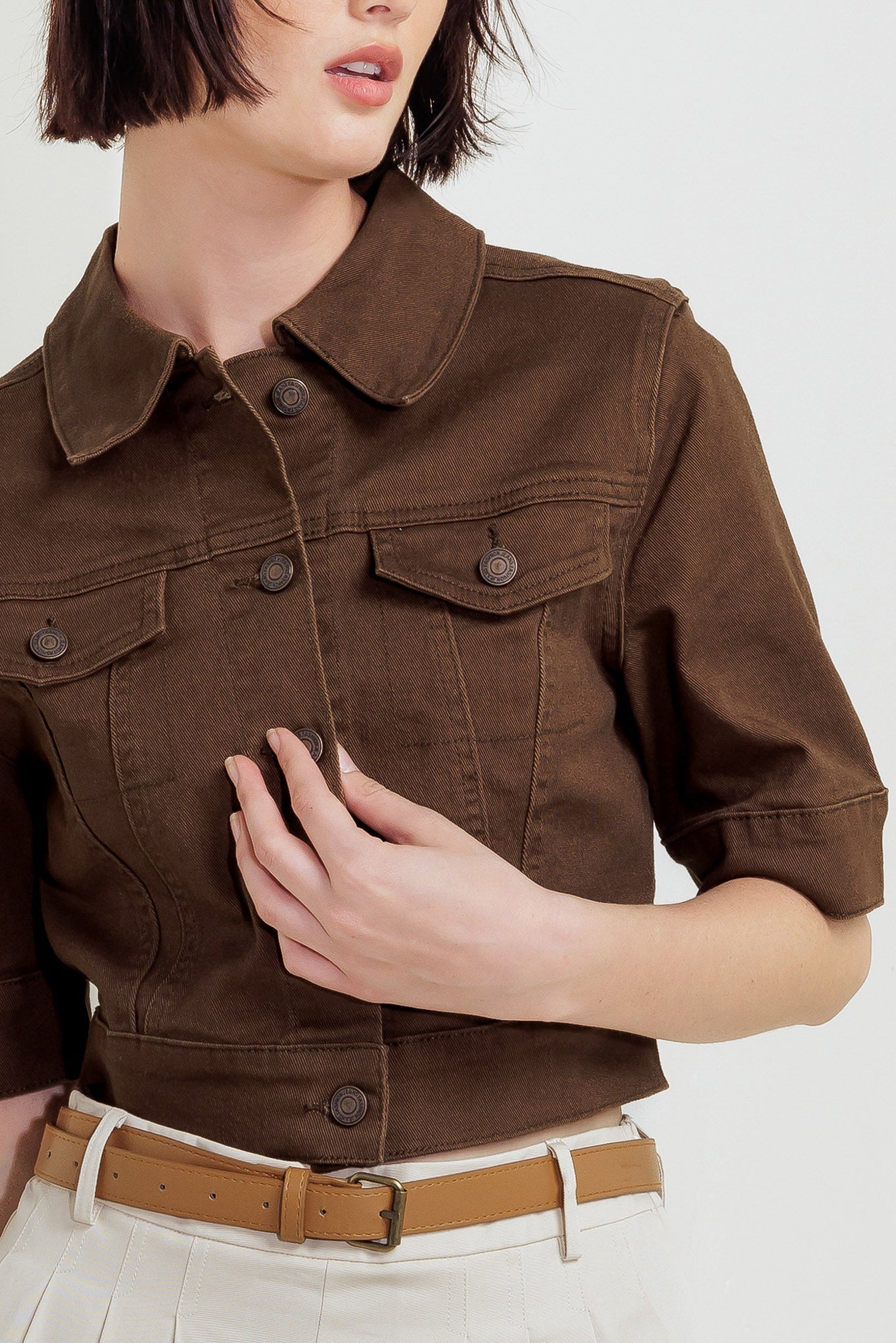 EFFORTLESS EDGE BROWN TWILL JACKET