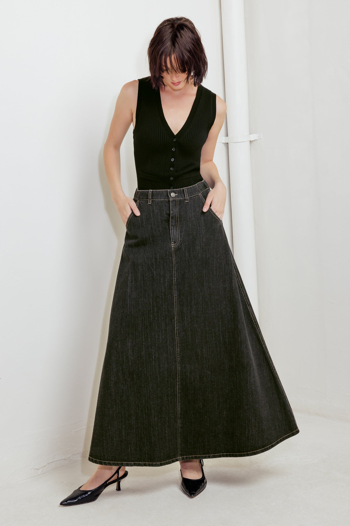 TRADING SECRETS DENIM SKIRT