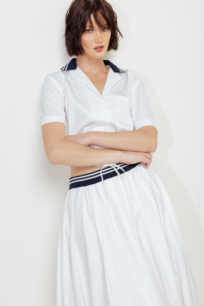 COASTAL COLLAR WOVEN MIDI SKIRT