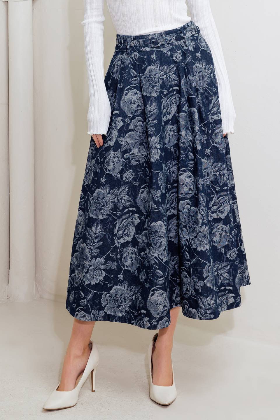 URBAN MUSE JACQUARD DENIM SKIRT