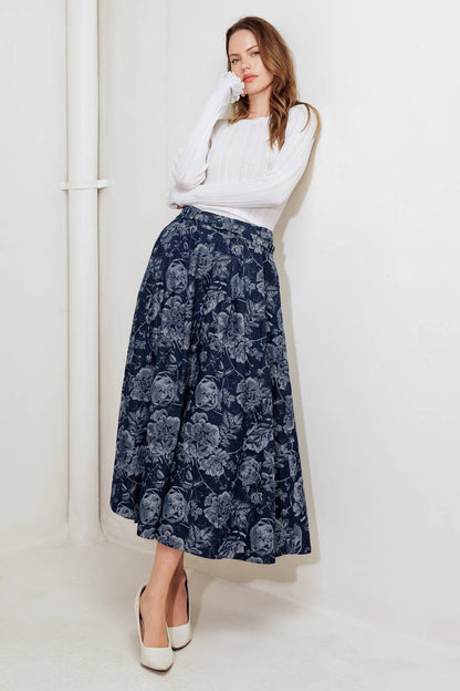 URBAN MUSE JACQUARD DENIM SKIRT