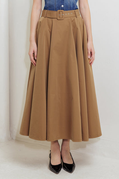 GOLDEN STILL CAMEL WOVEN FULL MIDI SKIRT