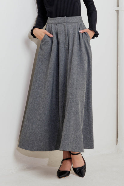 TIMELESS LOOK WOVEN MIDI CIRCLE SKIRT