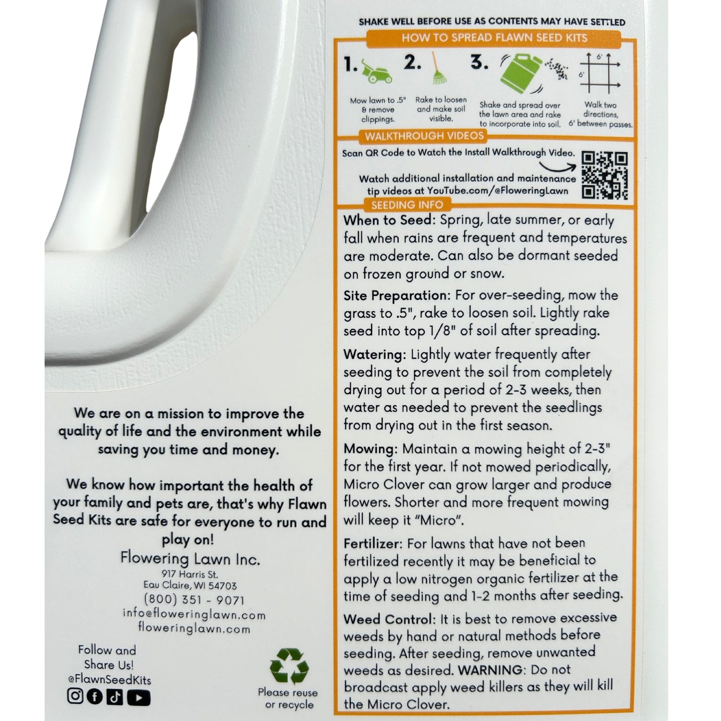 Micro Bee Lawn Seed Mixture - Easy Spread Shaker