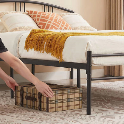 Full size Black Metal Platform Bed Frame with Arched Headboard