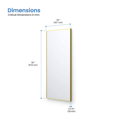 18" x 36" Metal Frame Shatterproof Wall Mount Mirror