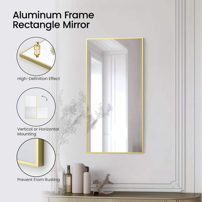 18" x 36" Metal Frame Shatterproof Wall Mount Mirror