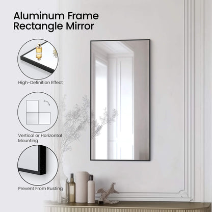 18" x 36" Metal Frame Shatterproof Wall Mount Mirror