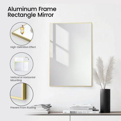 24" x 36" Metal Frame Shatterproof Wall Mount Mirror