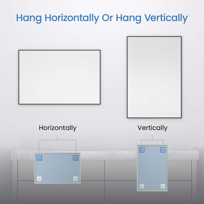 24" x 36" Metal Frame Shatterproof Wall Mount Mirror