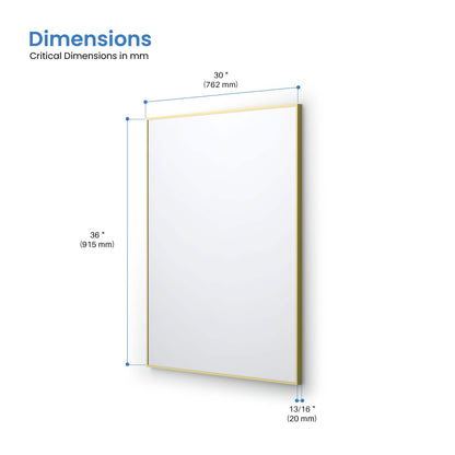 30" x 36" Metal Frame Shatterproof Wall Mount Mirror