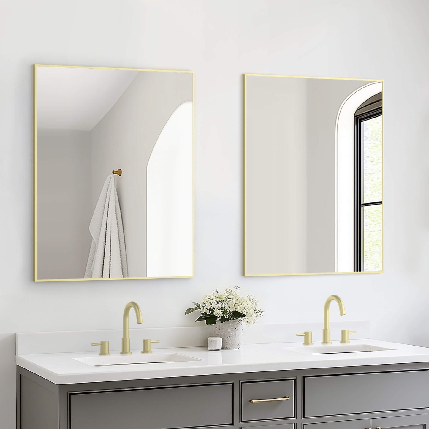 30" x 36" Metal Frame Shatterproof Wall Mount Mirror