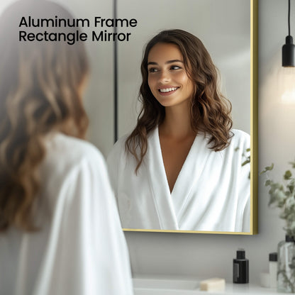 30" x 36" Metal Frame Shatterproof Wall Mount Mirror