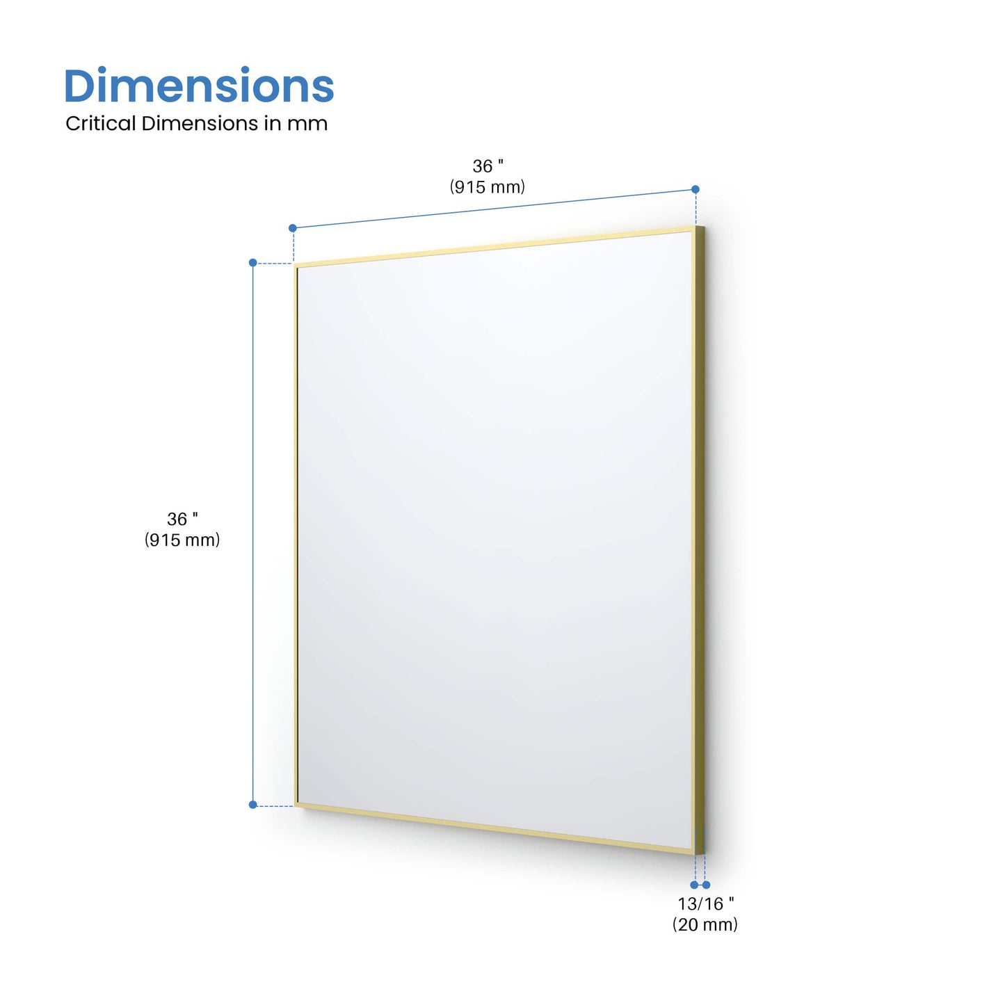 36" x 36" Metal Frame Shatterproof Wall Mount Mirror