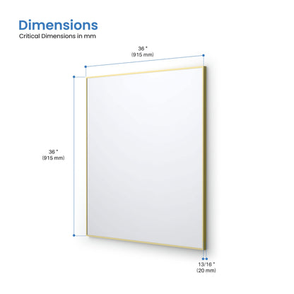 36" x 36" Metal Frame Shatterproof Wall Mount Mirror